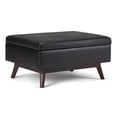 thumbnail image 1 of 34" Black Faux Leather Mid-Century Rectangular Storage Ottoman with Lift-Up Lid, 1 of 9