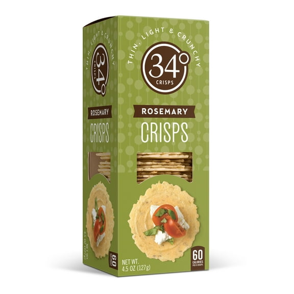 34 Degrees Crackers, Rosemary Entertaining Crisps, 4.5 oz