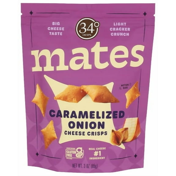 34 Degrees Crisps Caramelized Onion Mustard 3 oz (Pack of 12)