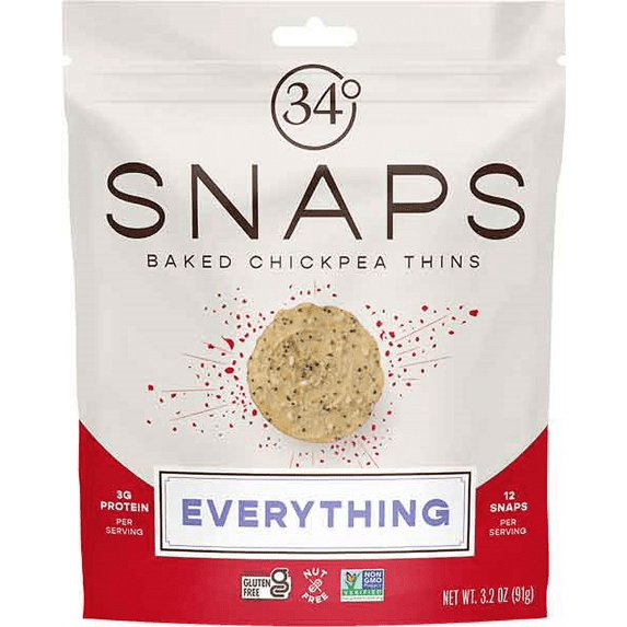 34 Degrees Everything Snaps Baked Chickpea Thins, 6-Pack 3.2 oz. Bags