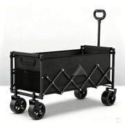 34" Extra Long Collapsible Wagon Cart, 360LBS Capacity, Black