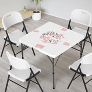 34 Fold in Half Square Table, Bi-Folding Commercial Portable Plastic Dining Table for Kitchen Outdoor Party Wedding Event, White