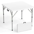 thumbnail image 1 of 34" Fold in Half Square Table, Bi-Folding Commercial Table, Portable Plastic Dining Card Table for Kitchen or Outdoor Party Wedding Event, White, 1 of 9