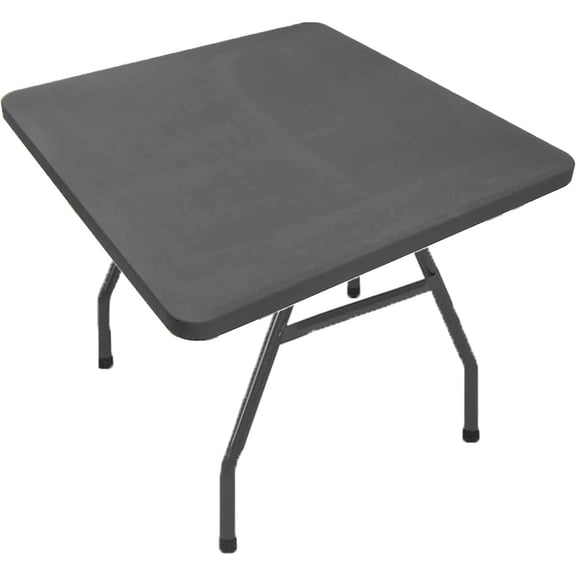 34" Folding Card Tablecloth, Stretch Fitted Table Cover Portable Square Height Dining Table Topper for Party (Dark Gray)