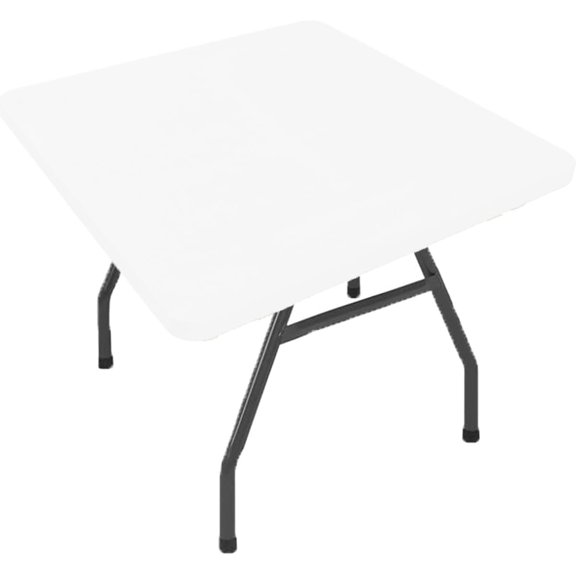 34" Folding Card Tablecloth, Stretch Fitted Table Cover Portable Square Height Dining Table Topper for Party (White)