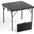 thumbnail image 1 of 34" Folding in Half Square, Bi-Folding Commercial Table, Portable Plastic Dining Card Table for Kitchen or Outdoor Party Wedding Event, Black, 1 of 17