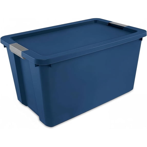 34-Gallon Heavy-Duty Storage Box with Lid - Large Plastic Container, Suitable for Garage, Outdoor, Home and Storage Needs, Blue