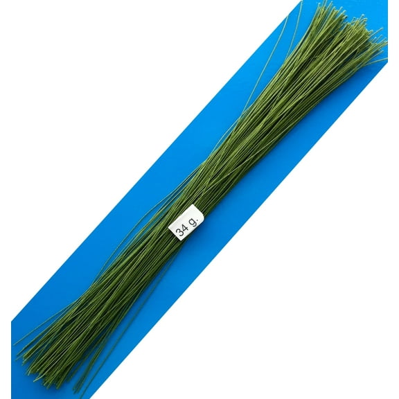 34 Gauge Green Cotton Covered Floral Wire - 130 feet per bundle (39.6m) in 12 inch (30.5cm) lengths