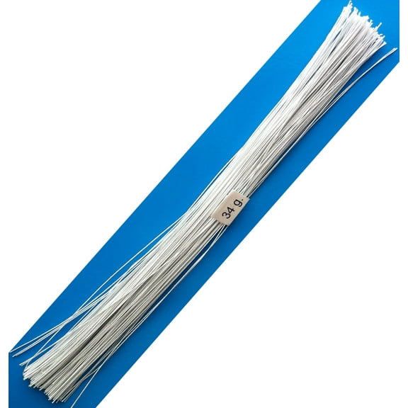 34 Gauge White Cotton Covered Floral Wire - 130 feet per Bundle (39.6m) in 12 inch (30.5cm) Lengths