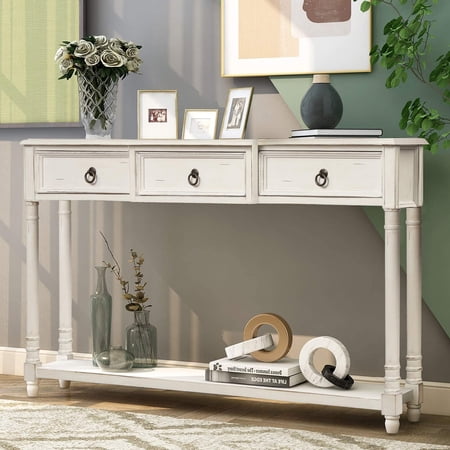 Harper & Bright Designs 34" H Console Table Sofa Table with Storage Drawers and Shelf for Hallway Entryway