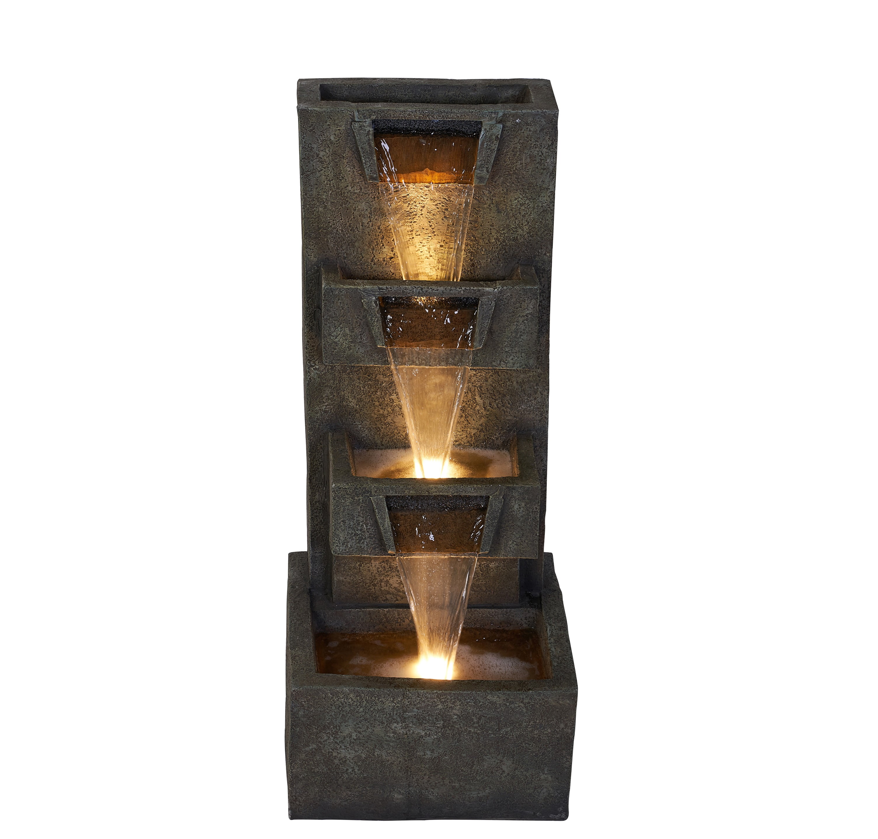 Hi-Line Gifts LED Lighted Multi Level Cascade Outdoor Garden Water Fountain- 34"
