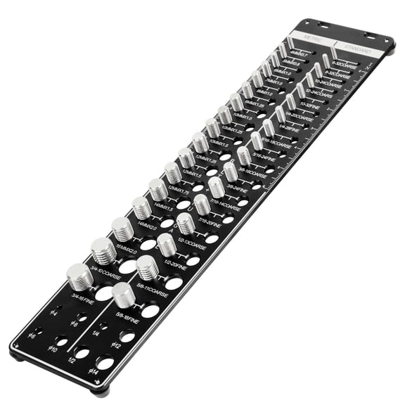 34 Hole Thread Checker, Nut and Bolt Thread Size Checker, Screw Identification Gauge, 17 Standard Threads and 17 Metric Threads with 8 Hole Drill Gauge