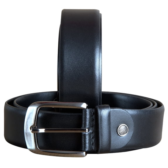 34 In Black Leather Dress Belt 100% Pure Italian Cow Genuine Formal