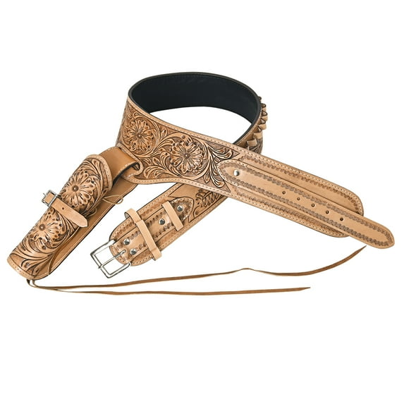 34 In Leather Gun Holster Hilason Western Right Hand Rig 44/45 Cal Cowboy