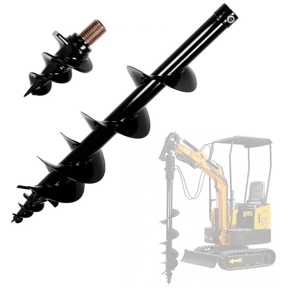 34 Inch Alloy Steel Auger Drill Rod, 8in Max Drilling Diameter, Replacement Bit for Mini Excavator Post Hole Digger