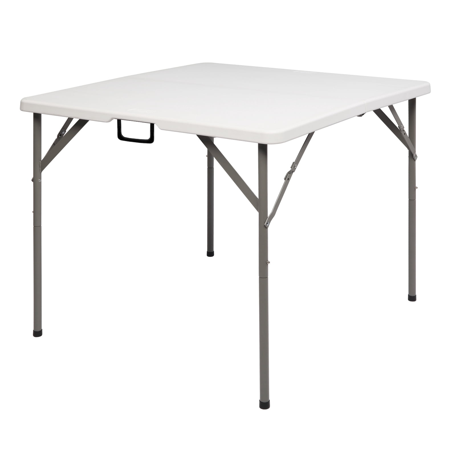 34 Inch Blow Molding Foldable Square HDPE Table Sturdy Steel Frame White Portable Folding Dining Table Space Saving Picnic Camping Party Patio Buffet Game Table