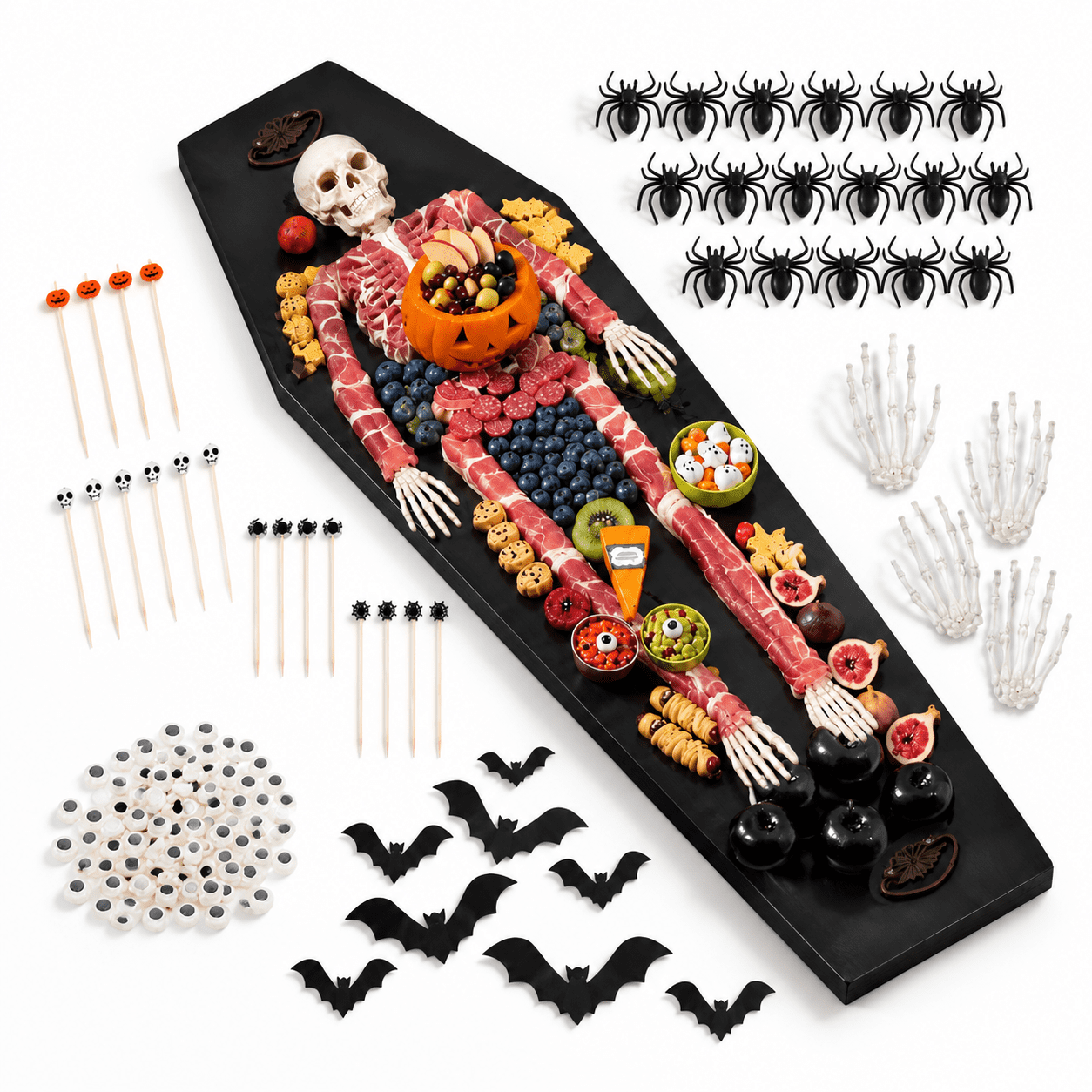 Da Sign Board 34 Inch Coffin Shaped Charcuterie Board Kit With Spooky Themed ...