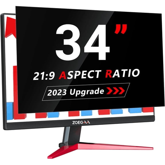 34 Inch Computer privacy Screen for 16:9 Widescreen Monitor,34 inch Removable Anti Blue Light Eye Protection Shield,Black Blackout Anti Spy Desktop Security Private Filter