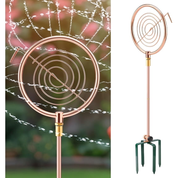 34 Inch Copper Coated Stainless Steel Rotating Sprinkler with 360 Degree Circle Ring Design