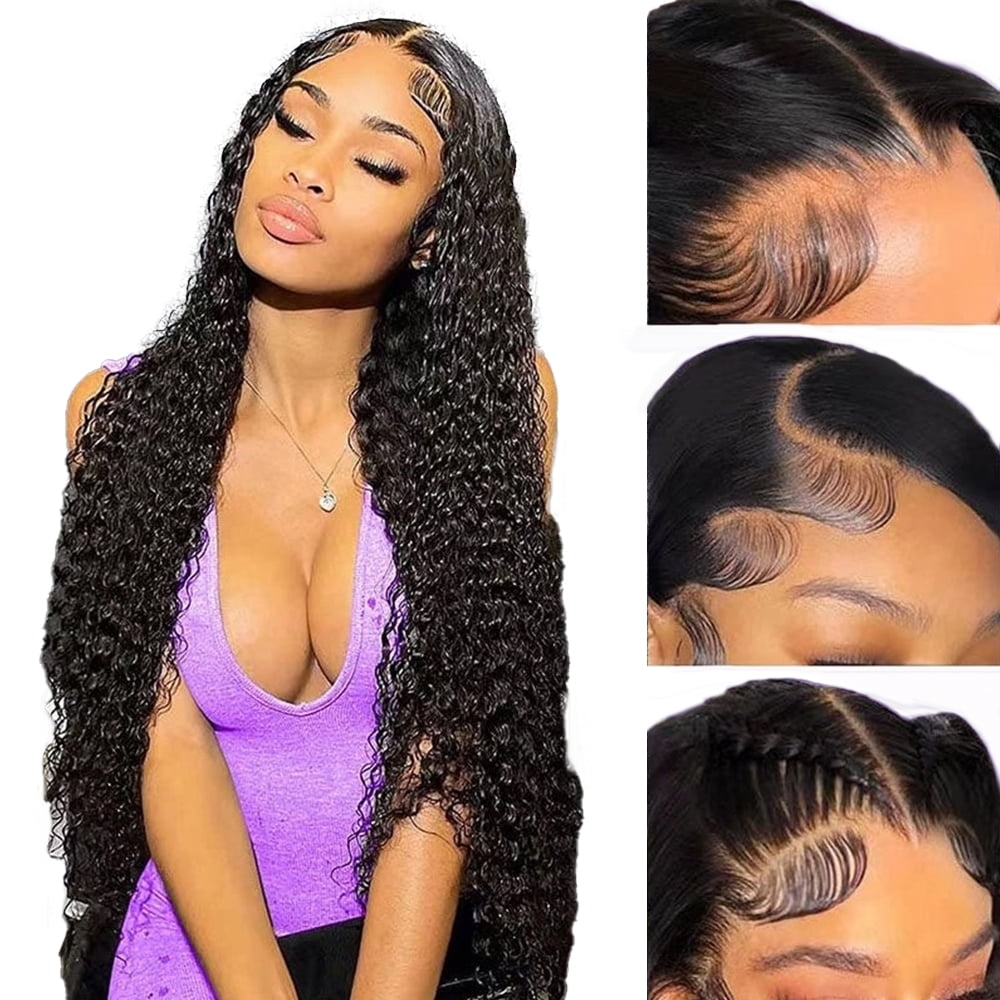 26 Inch Deep Wave Lace Front Wigs Human Hair Hd Lace Frontal Wigs For Black Women Hair 13x6x1 Transparent Lace 250%