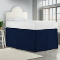 thumbnail image 1 of 34 Inch Drop Full XL Size Dorm Bed Navy Blue Solid Bed Skirt Lightweight Pleated Pattern Split Corner Premium Hotal Quality With Flexible Elastic & Fade Resistent, 1 of 6