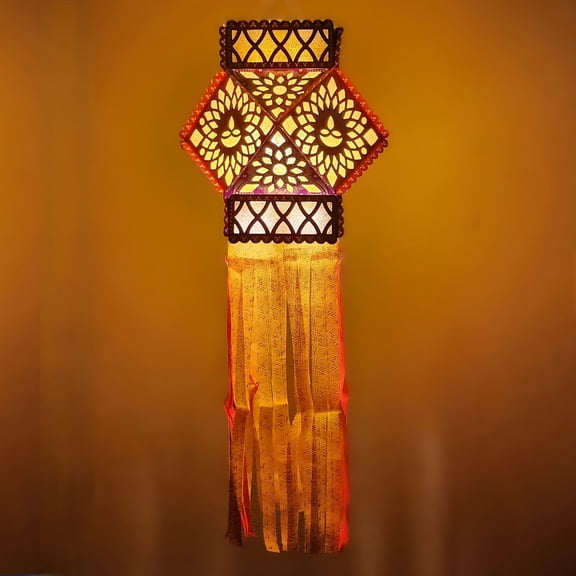 34 Inch Eco-Friendly Diwali Holiday Paper Lantern Akash Kandil Foldable Reusable Party Decoration for Home Office Decor Gifts