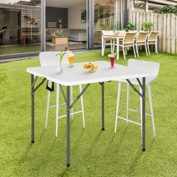 34 Inch Folding Card Table Plastic Portable Square Height Perfect for Party Backyard Events White