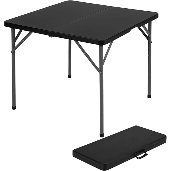 34 Inch Folding Card Table Portable Square Plastic Dining Table Black
