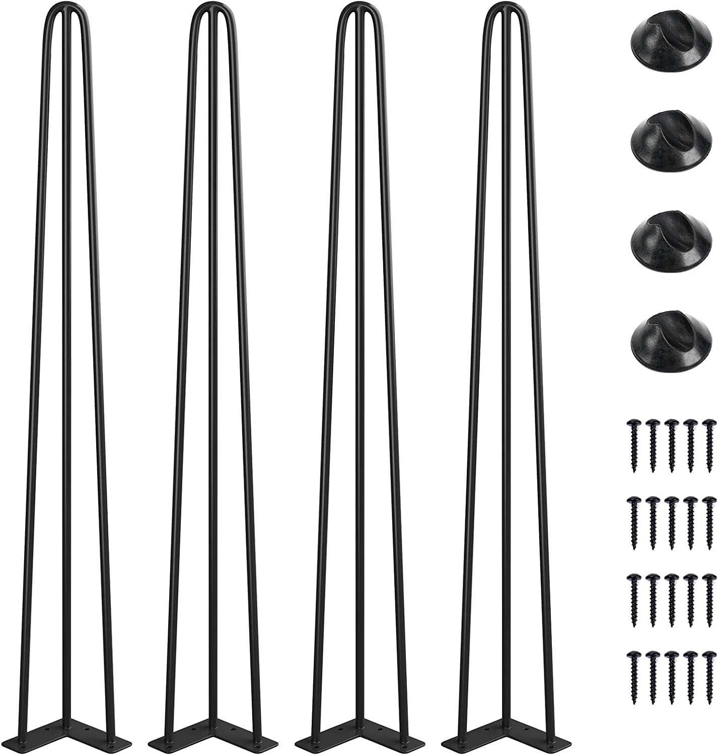 34 Inch Hairpin Table Legs, 3 Steel Rods 1/2 Inch Pipe Diameter, 800lbs ...