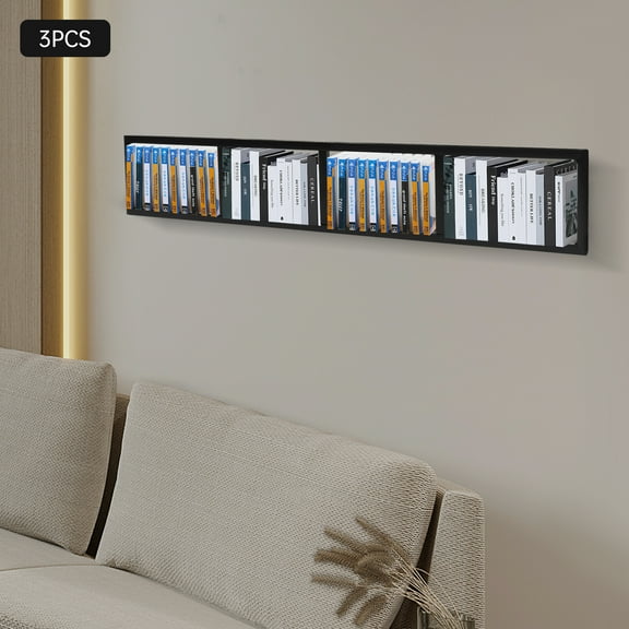 34 Inch Media Storage Rack Wall Mount CD DVD Organizer Metal Shelf Black 34 Inch Cube Storage Media Shelf and Video Game Organizer