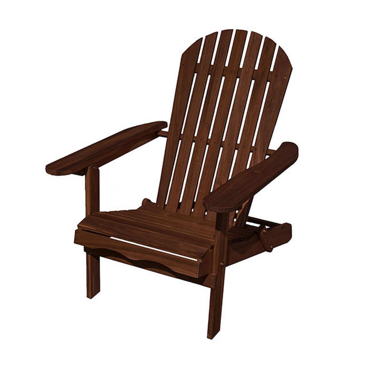 Benjara 34 Inch Outdoor Adirondack Chair, Dark Brown Wood, Wide Armrests