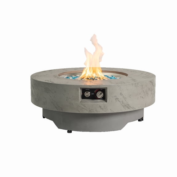 34 Inch Propane Fire Table, 50,000 BTU 2-in-1 Adjustable Height Outdoor Patio Fire Pit Set with Lid, Glass & Rain Cover