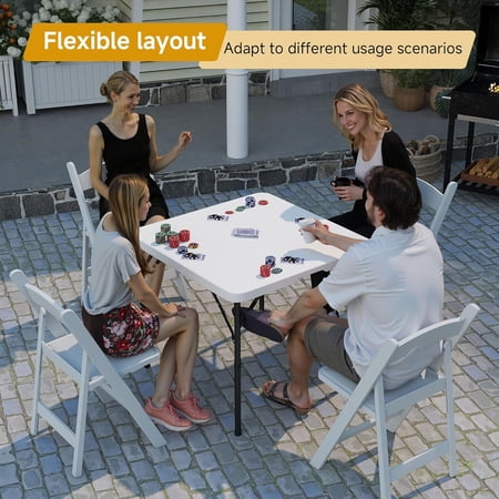 34 Inch Square Folding Table Portable Plastic Card Table with Handle for Indoor Outdoor Picnic Party Dining Camping Wedding