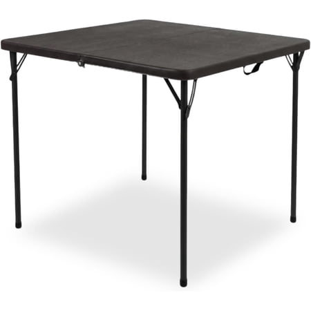 34 Inch Square Folding Table with HDPE Top and Steel Legs, 330 Lb Capacity, Coffee Woodgrain