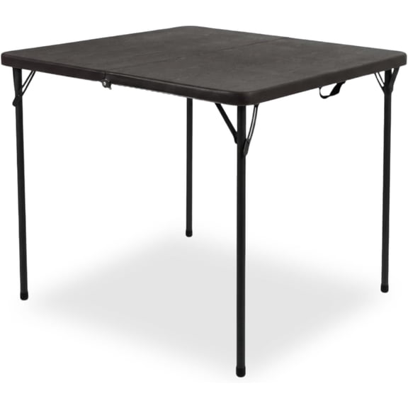 34 Inch Square Folding Table with HDPE Top and Steel Legs, 330 Lb Capacity, Coffee Woodgrain