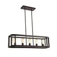 thumbnail image 1 of 34 Inches Industrial 5 Light Metal Linear Pendant, Bronze, 1 of 5