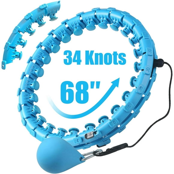 34 Knots Weighted Workout Hoop Plus Size, Smart Waist Exercise Ring for Adults Weight Loss 34 Knots Blue