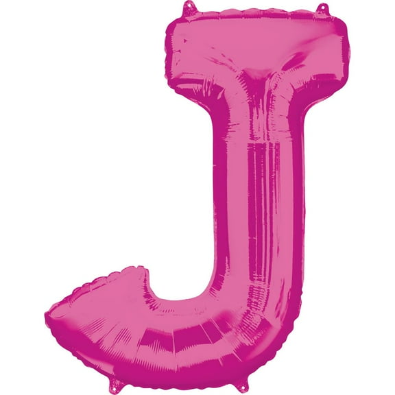 Giant Pink Letter J Foil Balloon 33"