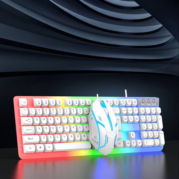 34 Lighting Modes Mechanical Keyboard and Mouse Combo, Hot-Swappable Punk Retro Style, USB Wired for Windows Mac, Christmas Gifts for Him Her