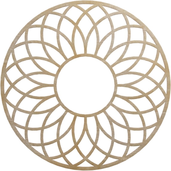 34"OD x 11 5/8"ID x 3/8"T Cannes Wood Fretwork Pierced Ceiling Medallion, Birch