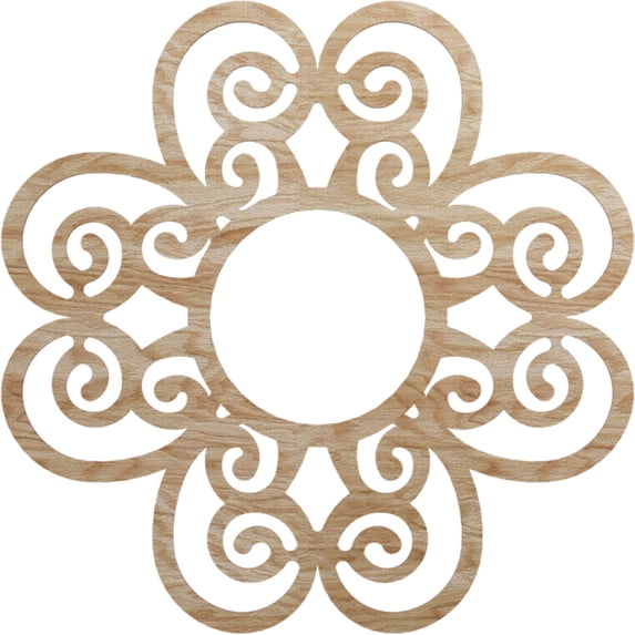34"OD x 11 5/8"ID x 3/8"T Cohen Wood Fretwork Pierced Ceiling Medallion, Red Oak