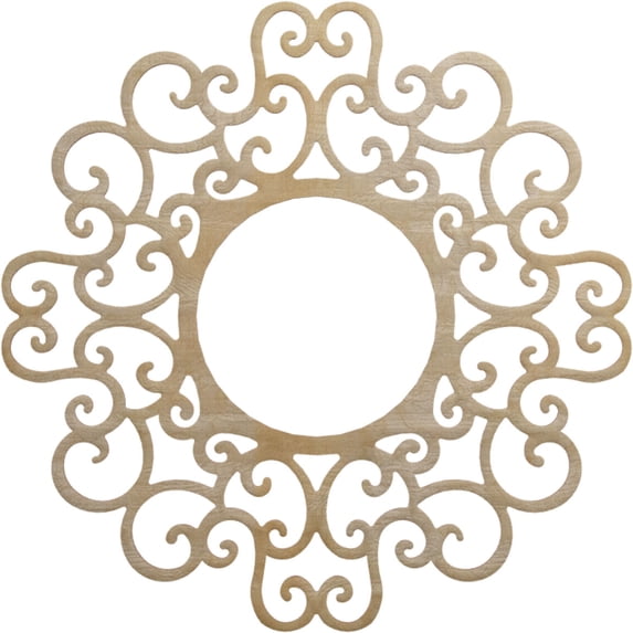 34"OD x 13"ID x 1/4"T Reims Wood Fretwork Pierced Ceiling Medallion, Hickory