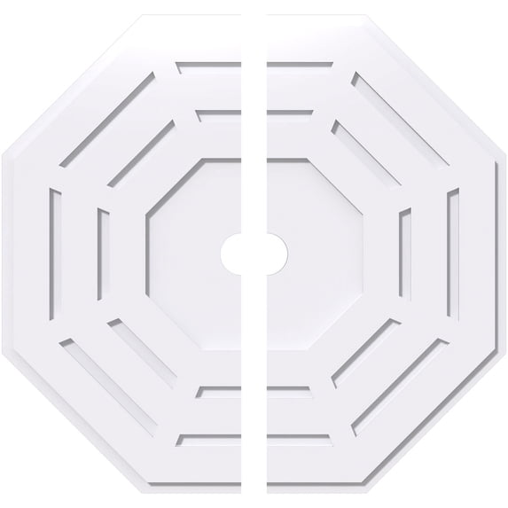 34"OD x 3"ID x 13 1/2"C x 1"P Westin Architectural Grade PVC Contemporary Ceiling Medallion, Two Piece