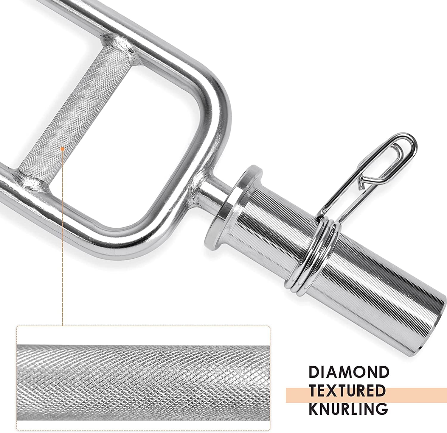 Triceps Bar Olympic - 34" Solid Steel Weight Bar With Lock Rings For Home Gym Home Gym Strength Equipment
