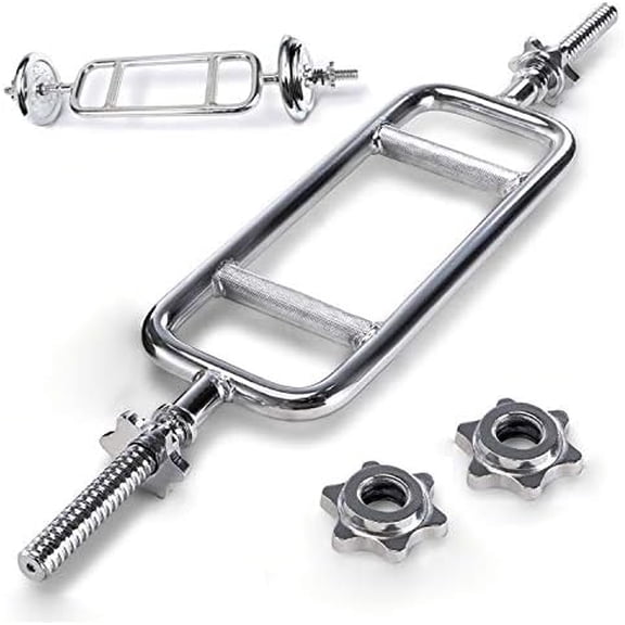 34'' Olympic Triceps Bar, Weight Bar Standard Threaded Solid Triceps Bar Curl Weight Deadlift Barbell with 2 Ring Collars Home Gym Weightlifting & Bodybuilding Exercise for Squats Shrugs