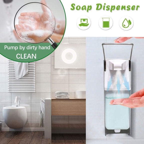 34 Oz Elbow-Press Wall Mount Soap Dispenser, Hands-Free Refillable Lotion & Sanitizer Dispenser for Kitchen Bathroom Office, Durable Touchless Soap Washer, Silver, By Preplabs