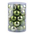 thumbnail image 1 of 34 Pack 4cm Christmas Ornaments - Shatterproof Plastic Glitter Baubles in Sage Green, Bulk Tree Decorations for Hotels/Office/Event Styling, 1 of 1