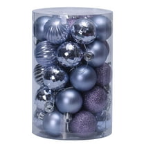 34 Pack 4cm Christmas Ornaments - Shatterproof Plastic Glitter Baubles in Sage purple, Bulk Tree Decorations for Hotels/Office/Event Styling