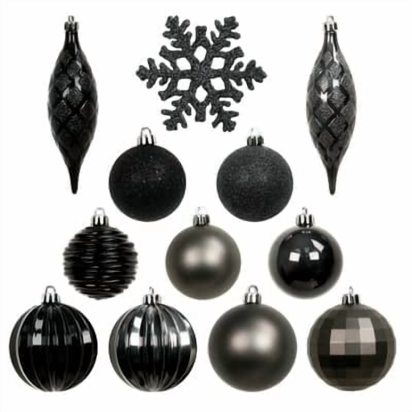 34 Pack Black & Gun Metal Silent Night Shatterproof Ornaments by Ashland - Holiday and Christmas Ornaments