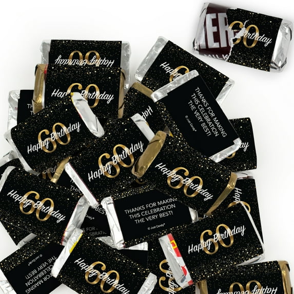 34 Pcs 60th Birthday Candy Party Favors Hershey's Miniatures Chocolate - No Assembly Required
